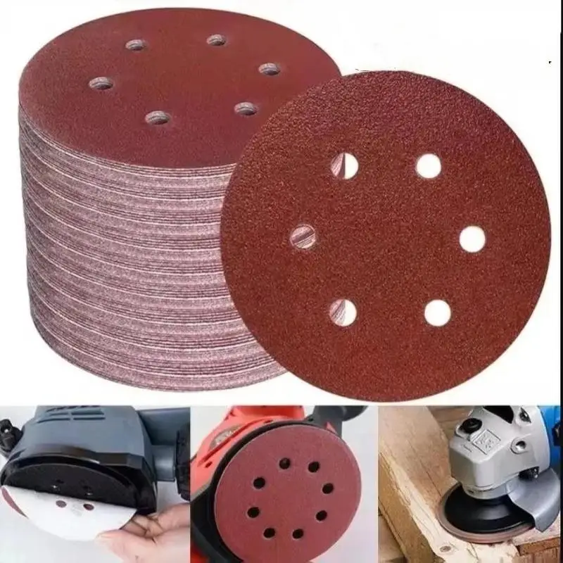 30PCS Universal 8 Hole Sanding Discs 125mm Sandpaper For Metal Wood Glass Sander Polishing Pads Home Abrasive Tools 60~240 Grit