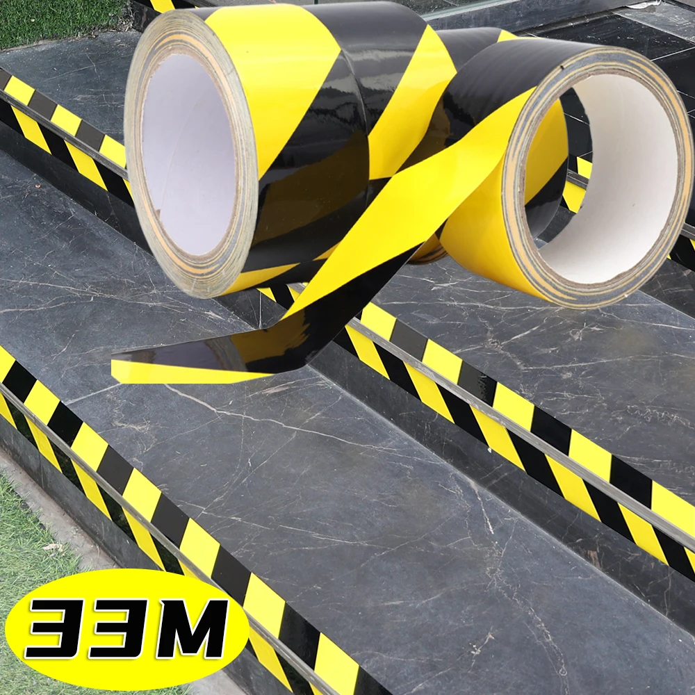 Yellow Black Warning Tape Marking  Safety Soft PVC Strong Adhesive Grip Tape for Factory Warehouse Stairs Car Warning Stickers