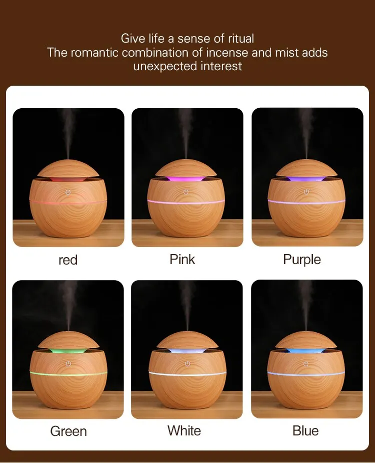 Humidifier Electric Air Aroma Diffuser Wood Ultrasonic Air Humidifier Essential Oil Aromatherapy Cool Mist Maker for Bedroom