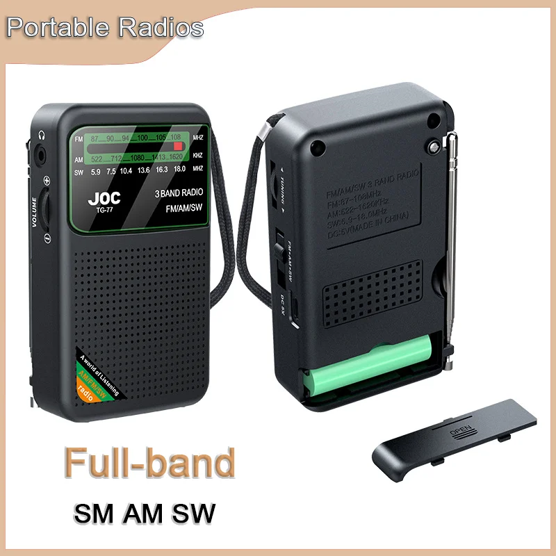 Radio portatile AM/FM/SW Radio tascabile con batteria ricaricabile Buona ricezione Supporta auricolari cablati Mini ricevitore FM Radio