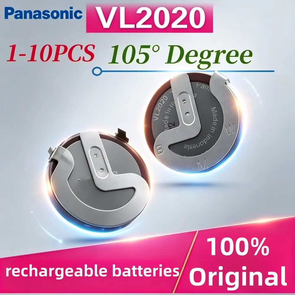 1-10 Stück VL2020 Original Panasonic 2020 Wiederaufladbare Lithium-Batterie mit 105-Grad-Beinen für Autoschlüssel