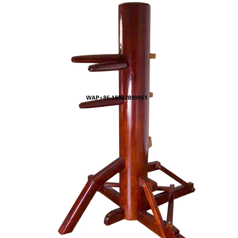 Free Standing Kung Fu Wooden Dummy Wing Chun with Standard Design 4 Color Options for Martial Arts Training