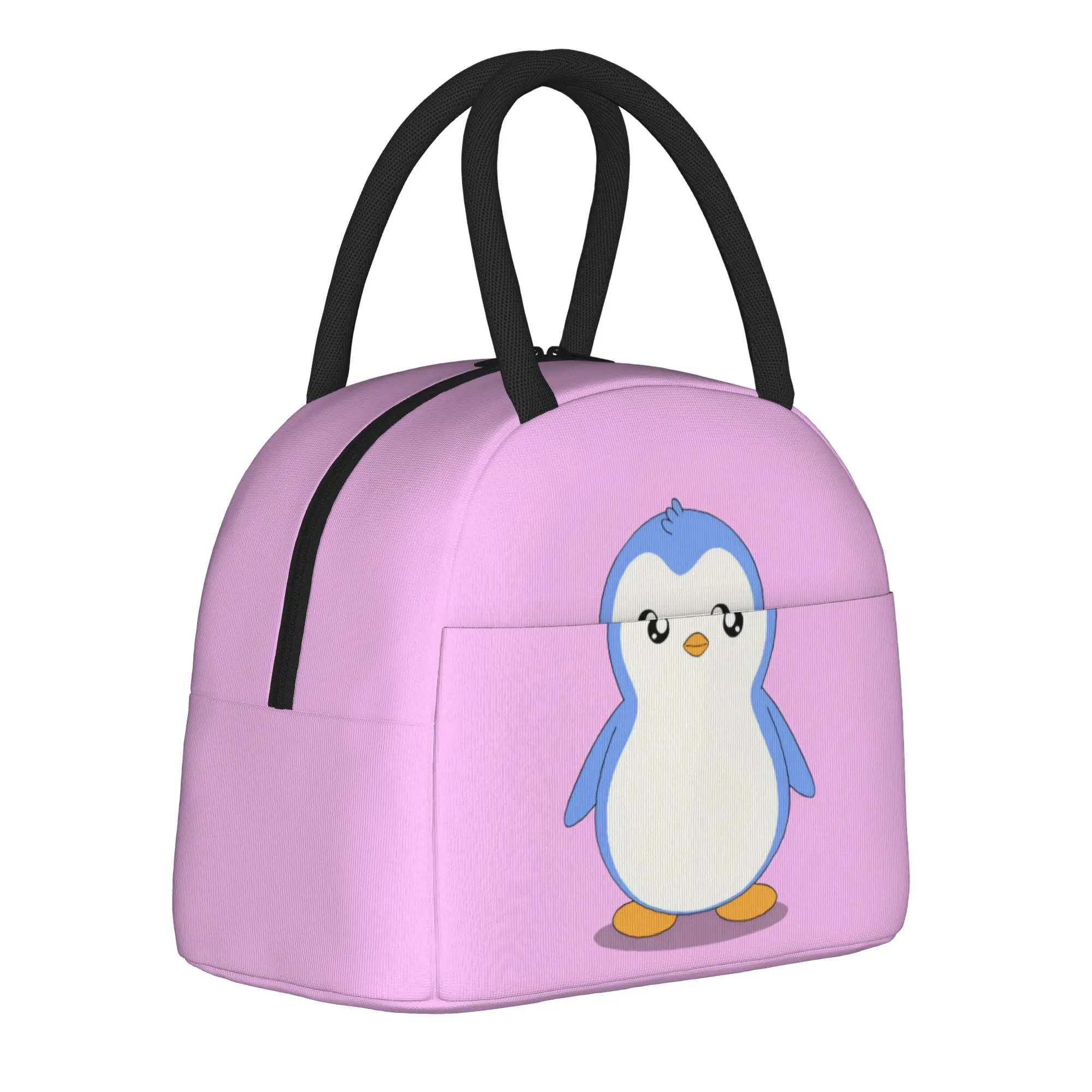 P-Pudgy Penguin Cartoon Insulated Lunch Bag Portable CUTE   Meal Container Cooler Bag Tote Lunch Box College  Picnic Girl Boy