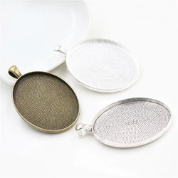5pcs 30x40mm Inner Size Bright Silver Plated Antique Silver Plated Bronze Classic Style Cabochon Base Setting Charms Pendant