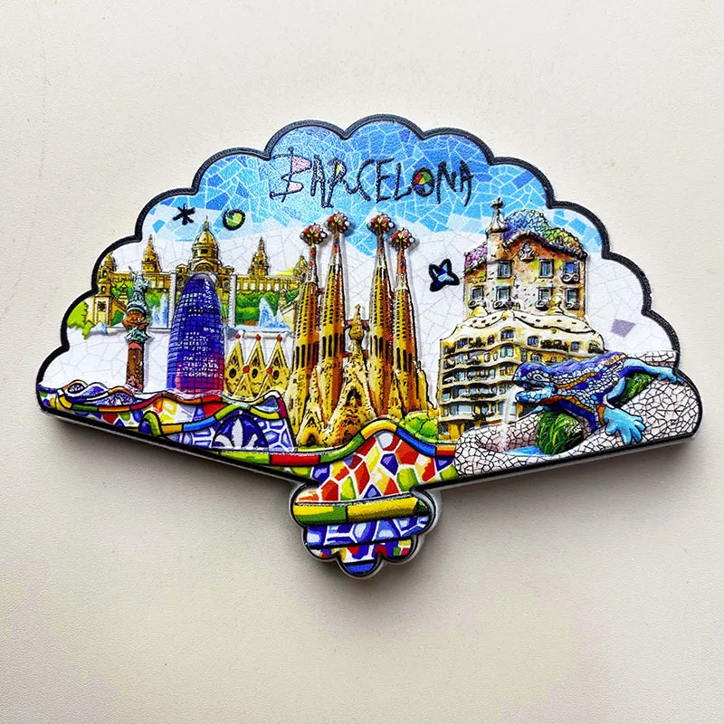 

Barcelona 3D Resin Decorative Fridge Magnets - Cute Icons of Famous Landmarks, Perfect for Home & Office Room Decor