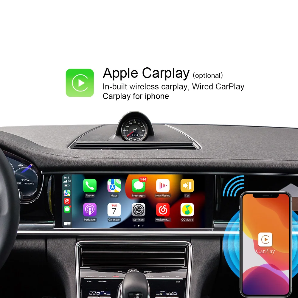 Hualingan Apple CarPlay para Porsche Panamera Android Auto Android box Fullscreen Adaptador CarPlay sem fio TikTok vídeo YouTube