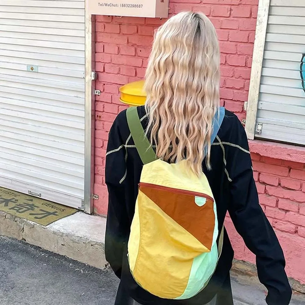 

Durable Contrast Color School Bag Large Capacity Lightweight Nylon Sport Daypack Scratch Prevention Polyester