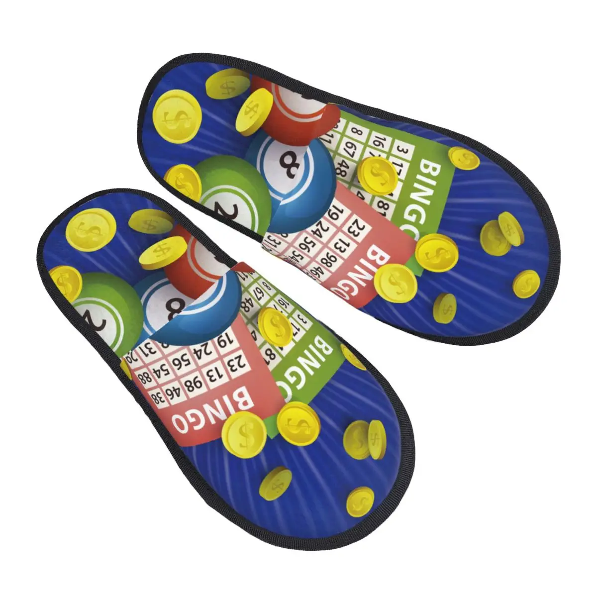 

Bingo Cartoon Lottery Tickets Lotto Keno Jackpot Number Balls Slipper For Women Men Fluffy Winter Warm Slippers Indoor Slippers