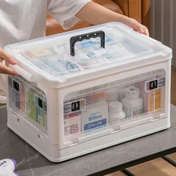 Foldable Medical Box Large Capacity Transparent First Aid Box Storage Sorting Bins for Toys Books Home Organization and Storage