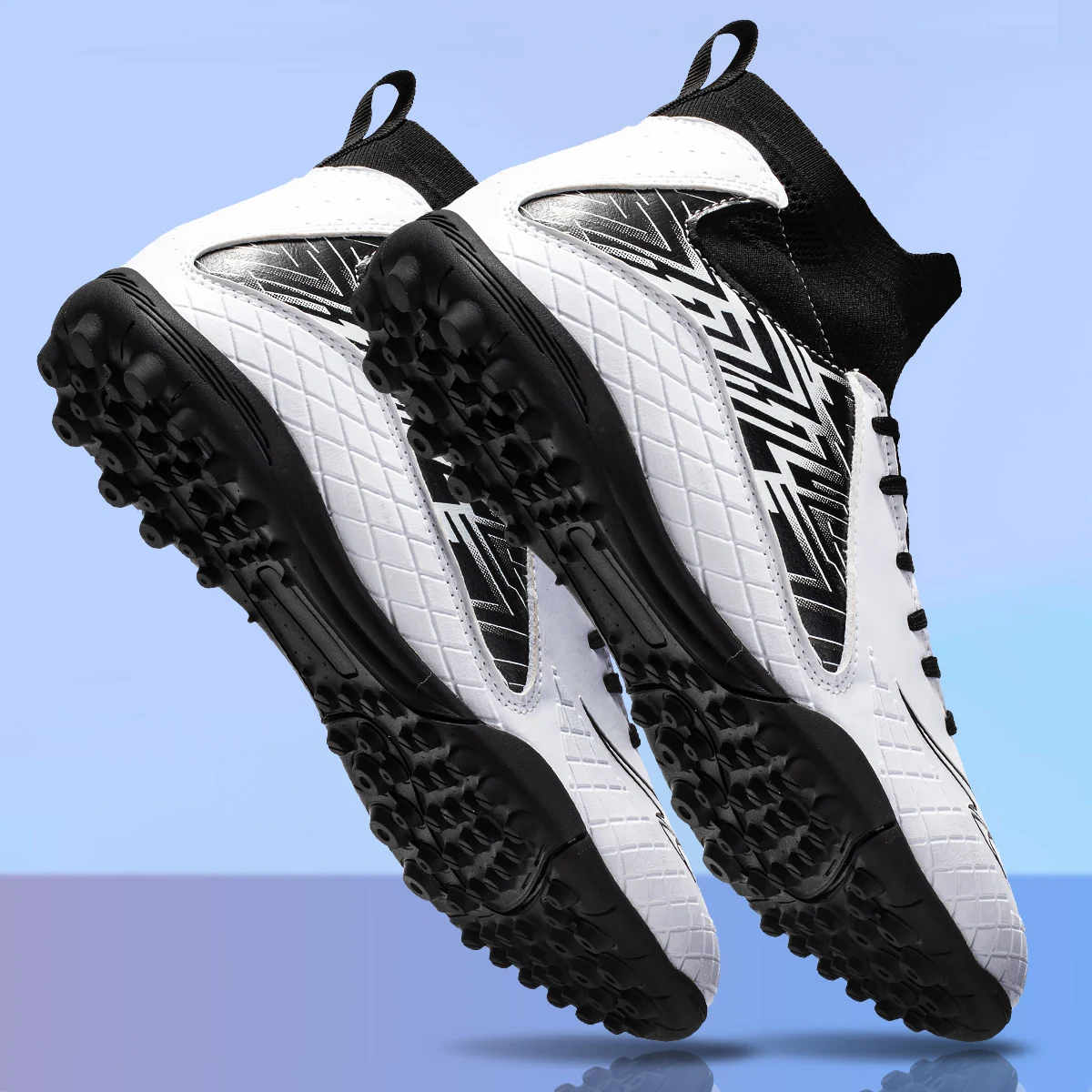 Professional high top soccer shoes TF nail breaking outdoor sports artificial grass training shoes for both men and women