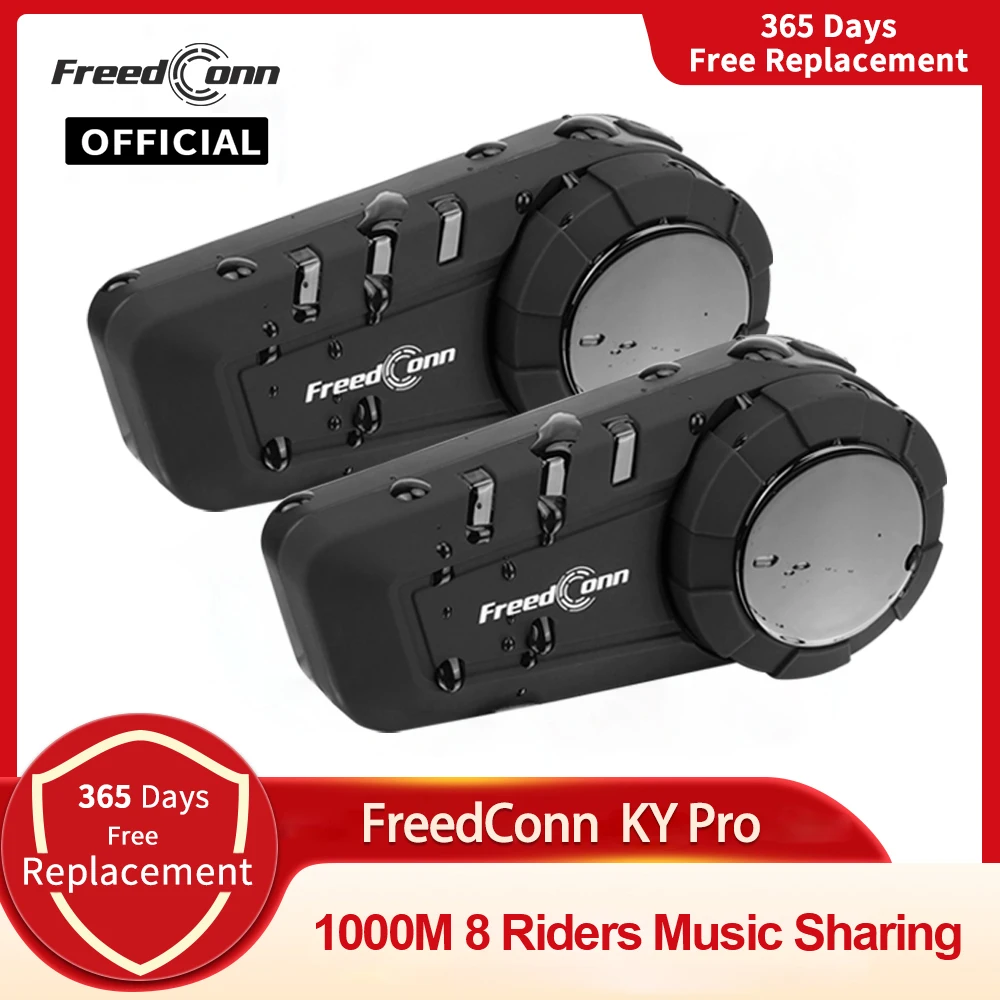 Freedconn KY Pro interkom motocyklowy zestaw słuchawkowy Bluetooth kask motocykl 6 zawodników 1000M Moto grupa wodoodporny domofon