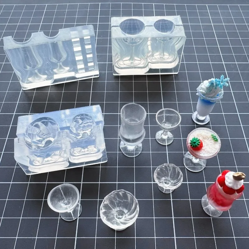 Mini Simulation Goblet/glass/milk Tea Cup Silicone Mold UV Glue Diy Dollhouse Miniature Food Toy Dessert Decoration Mold view 2