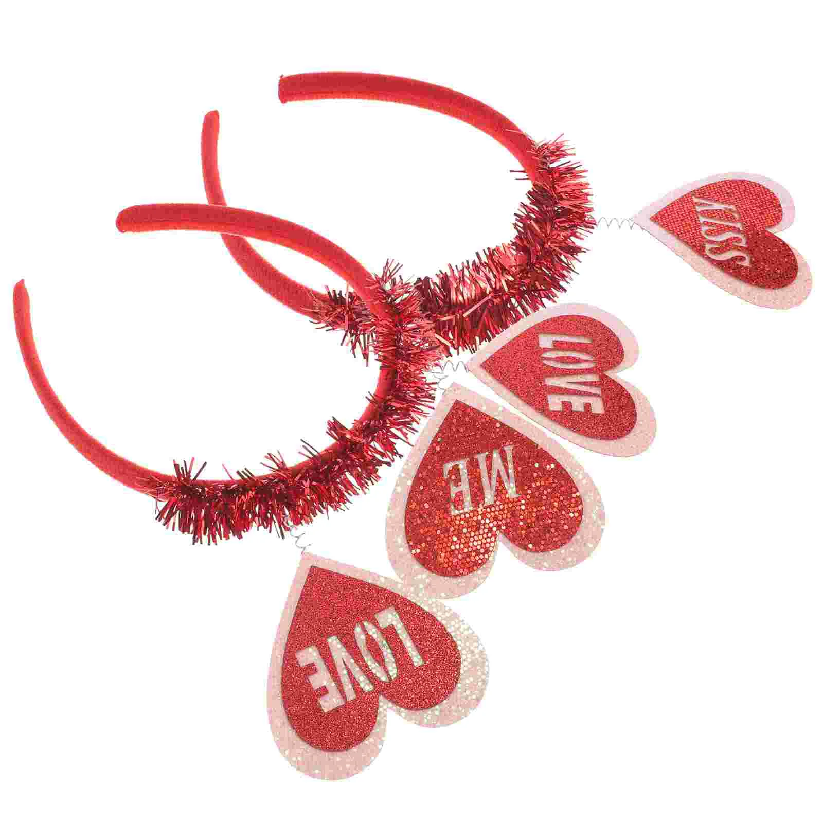 

2 Pcs Valentine's Day Heart Headband Lightweight Comfortable Party Wedding Favor Hoop Premium Quality Special Design