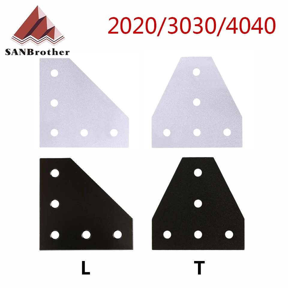 

5 Hole Black/Silver Joint Board Plate Corner Angle Bracket Connection Joint Strip for 2020 3030 4040 Aluminum Profile