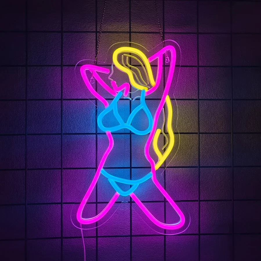 

Красивая неоновая вывеска для женского тела, неоновая вывеска для женского тела для бакалавр-клуба, гаража, вечеринки, спальни, бара, магазина, логотипа, деловые вывески