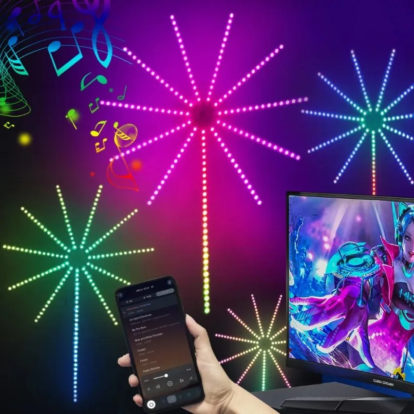 Inteligente led luz ambiente rgb captador de som esports lâmpada controle remoto app ritmo festa de férias natal decoração da parede luzes tira