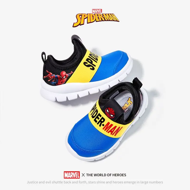 Marvel Cartoon Figure Spider-Man Baby Boys Shoes 2023 autunno nuove scarpe sportive suola morbida One Pedal Cute Casual Running Shoes