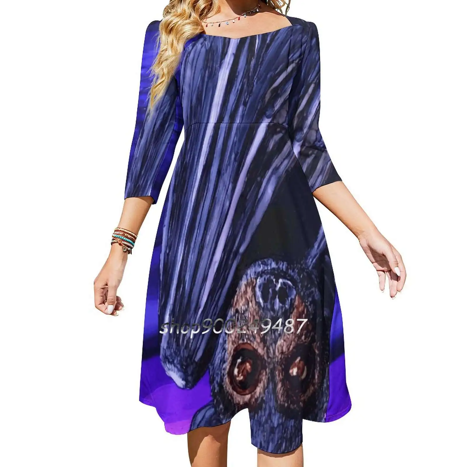 Vlad The Flying Fox Bat Square Neck Dress Cute Loose Print Dresses Elegant Beach Party Dress Bat Flying Fox Flying Fox Bat