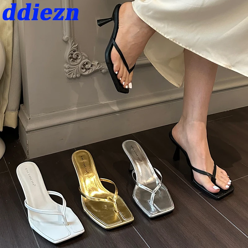 

Women Slipper Temperament Square-toe High Heeled Sandals Sexy Stiletto High Heels Slipper Flip Flops Sandalias Mujer Verano 2026