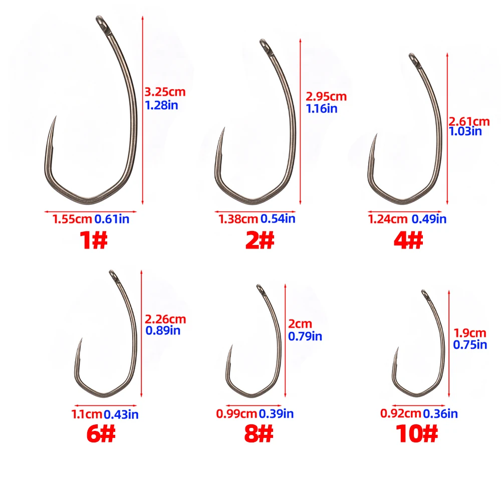 Hirisi 8042 100Pcs PTFE Coated Fish Hook High Carbon Stainless Steel Anti-Rust Sharp Point With Eye for Fishing Accessory
