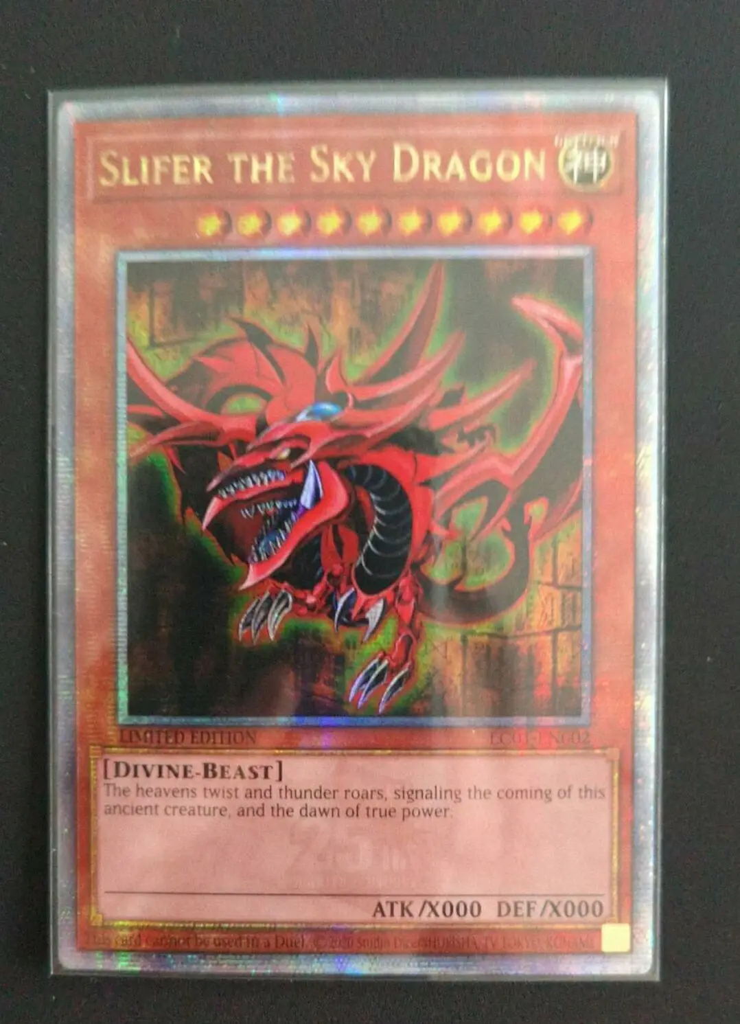 

Yugioh Master Duel Monsters LC01-EN002 Slifer the Sky Dragon 25th Quarter Century Secret English TCG Collection Mint Card