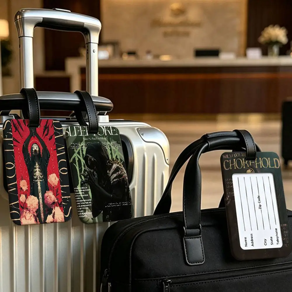 Sleep Rock Band T-Token Portable Anti lost Luggage Name Tag PVC Information Card Sleeve Suitcase Backpack Travel Label