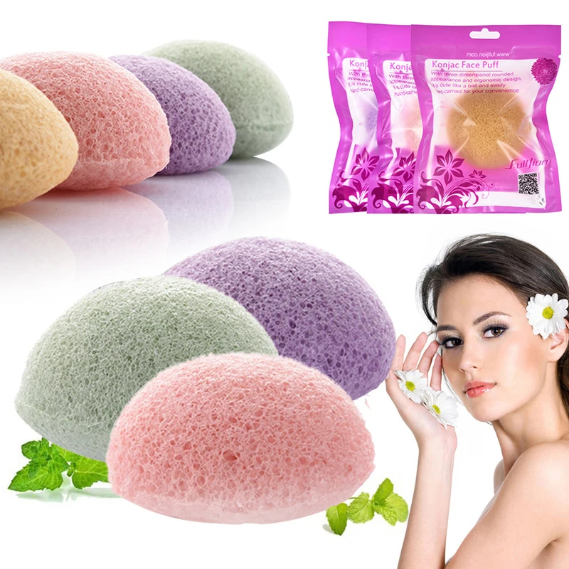 Éponge Konjac ronde pour le lavage du visage, 1/3/5 pièces