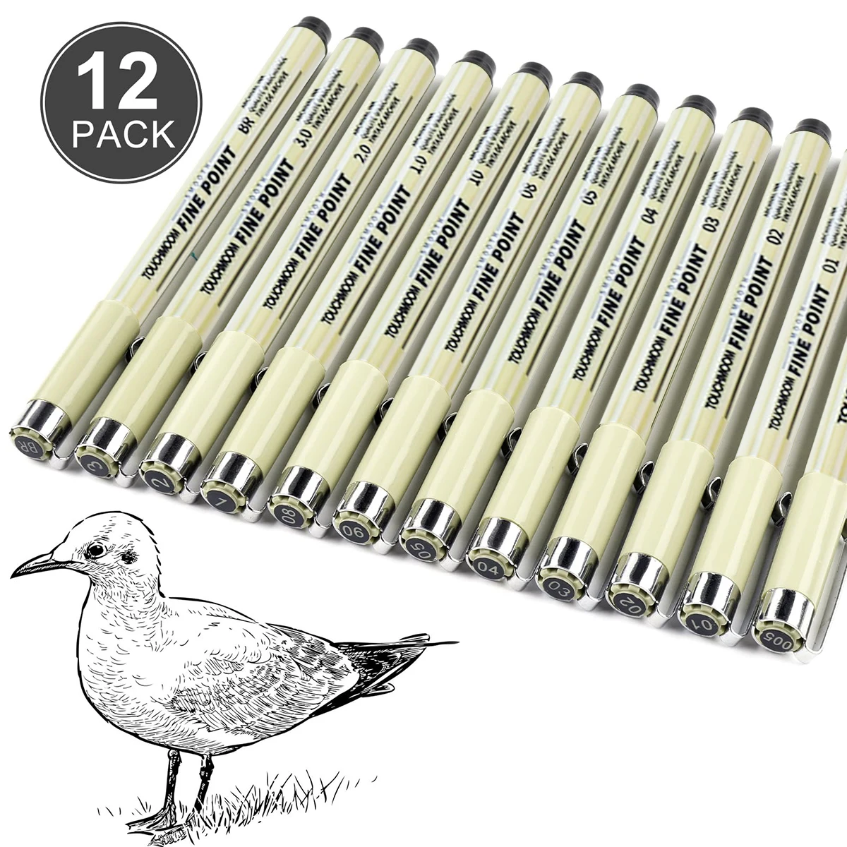 12 Arten schwarzer FineLiner-Stift zum Malen, Zeichnen, Zecken, Stifte, Skizzieren, Marker, wasserfest, für Schule, Studenten, Kunstbedarf,