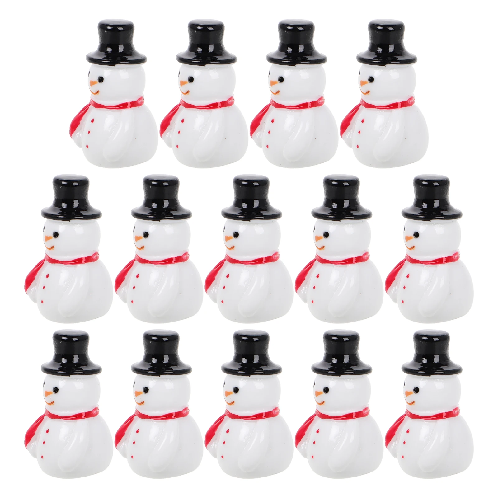 

30pcs Mini Resin naments Figurines for Home Garden Decor Statue Xmas Supplies Red Snowman Figurines Hat