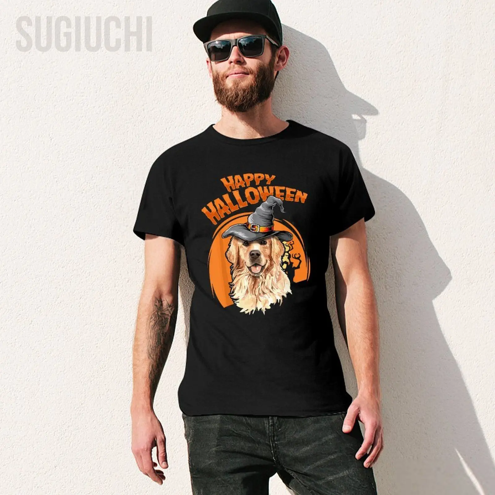 Unisex Men Golden Retriever Costumes For Halloween Dog Halloweenie Tshirt Tees T Shirts Women Boys 100% Cotton T-Shirt