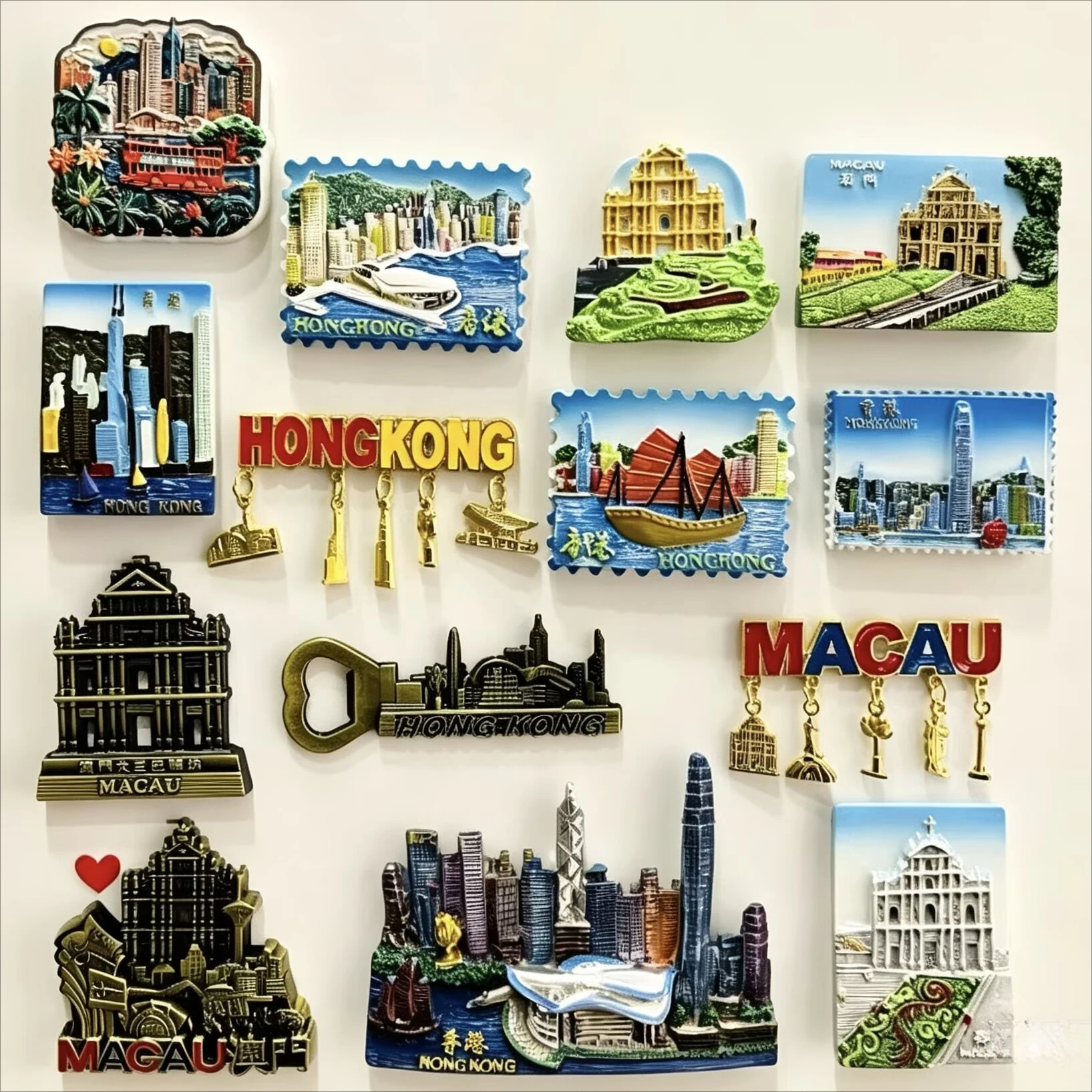 HongKong Macao 3D Fridge Magnets Tourism Souvenir Resin Refrigerator Magnets Sticker Collection Handicraft Gift Home Decoration