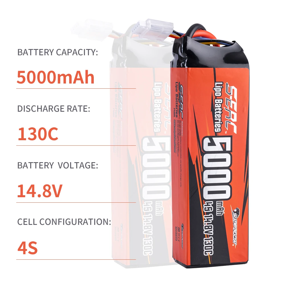 Sunpadow 14,8V 4S Lipo-Akku 1300 2500 4000 5000 6000mAh mit EC5 T XT60 XT90 Stecker für RC-Modell Rennsport Hobby-Batterien