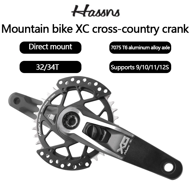 HASSNS MTB Crankset 170mm DUB Aixs 29mm Hollow Integrated Crank 0mm 3mm Offset 32/34T Direct Mount Chainring for Mountain Bike