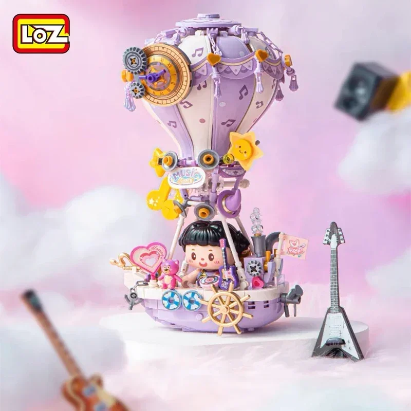 New LOZ Building Block Originality MIni Cherry Blossom Hot Air Balloon Glowing Desktop Model Decoration Children\'s Toy Girl Gift