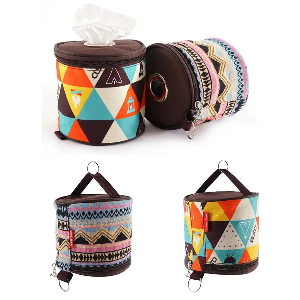 Outdoor Camping Tissue Hanger Non Woven Toilet Paper Case Foldable Storage Bag with Loop Design for Tent and Picnic Use