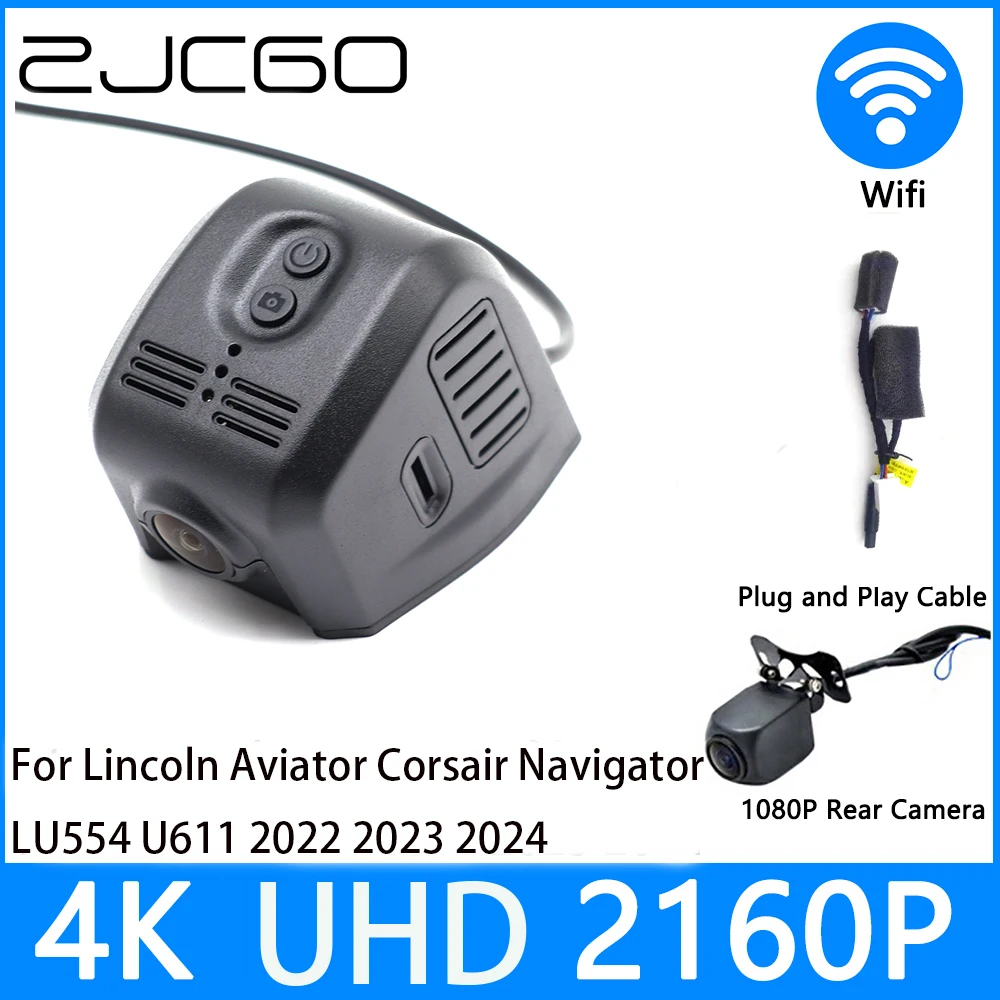 

ZJCGO Dash Cam 4K UHD 2160P Video Recorder DVR Night Vision Parking for Lincoln Aviator Corsair Navigator L U554 U611 2022 2023