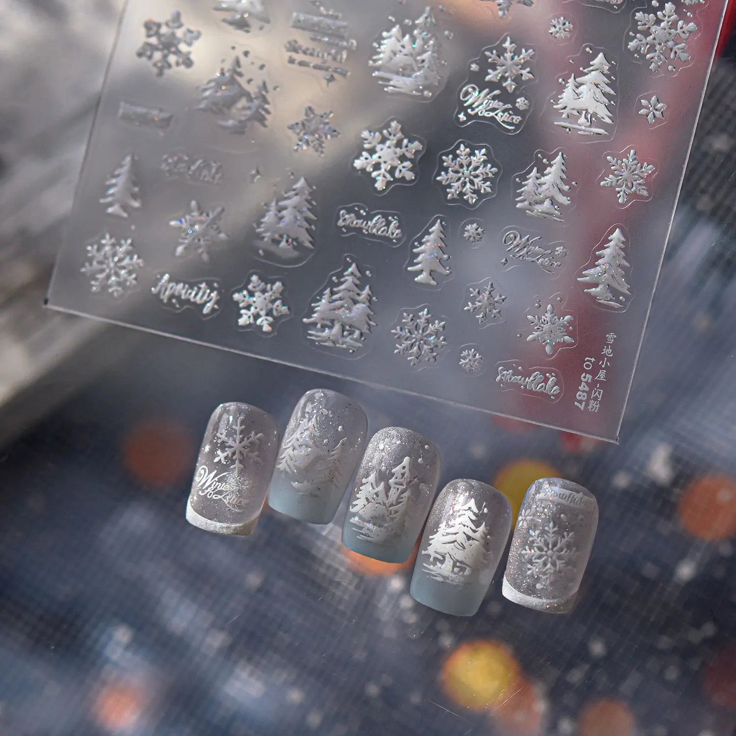 Dreamy Glitter flocon de neige bonhomme de neige haute qualité hiver Nail Art autocollant Design décoration décalcomanies bricolage manucure T-5488