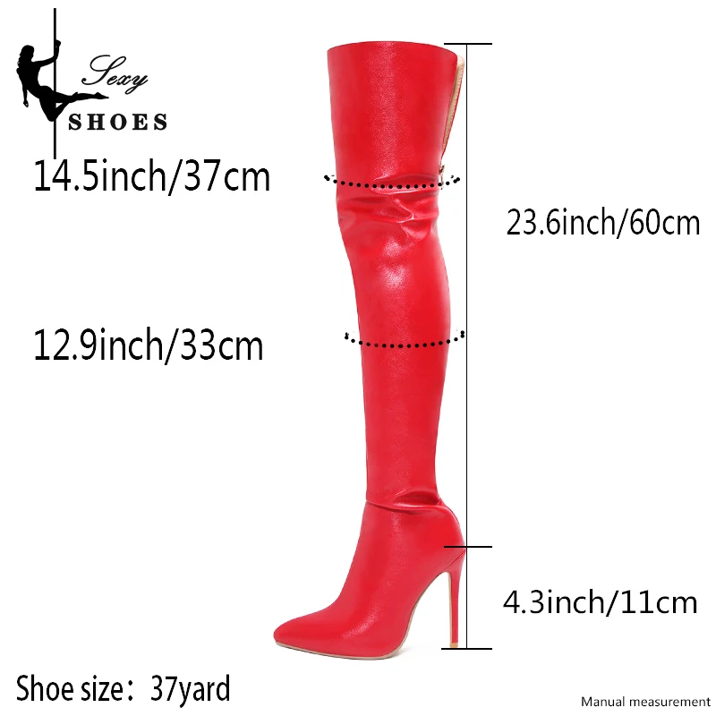 2024 Autumn Winter Long Boots Back Zipper Thigh High Over-the-Knee Women Elastic Boots Large Size 35-47 Female Boots High Heeled