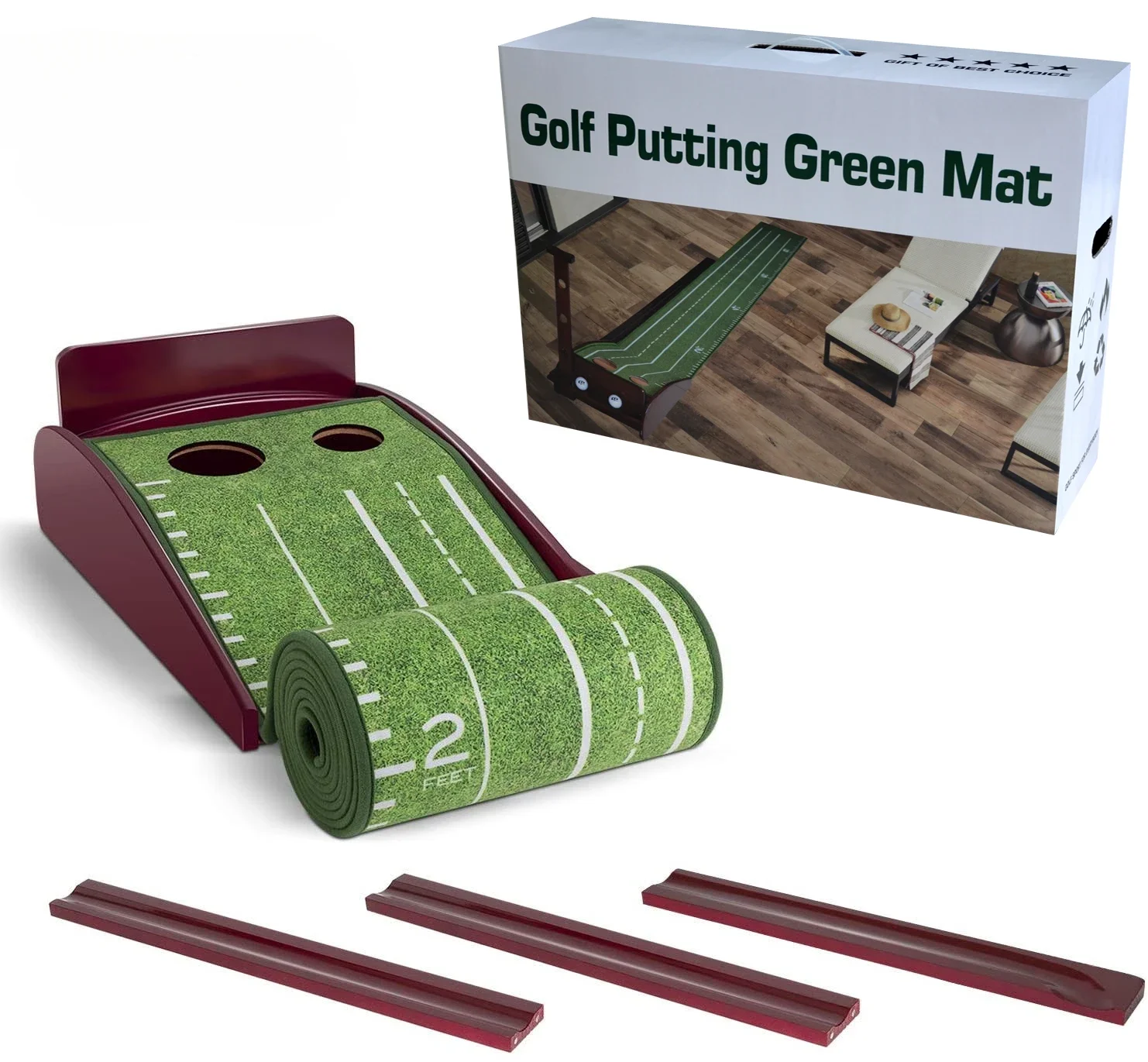 

Golf Practice Training Auxiliary Equipment Velvet Pad Green Pad Solid Wood Base Automatic Return