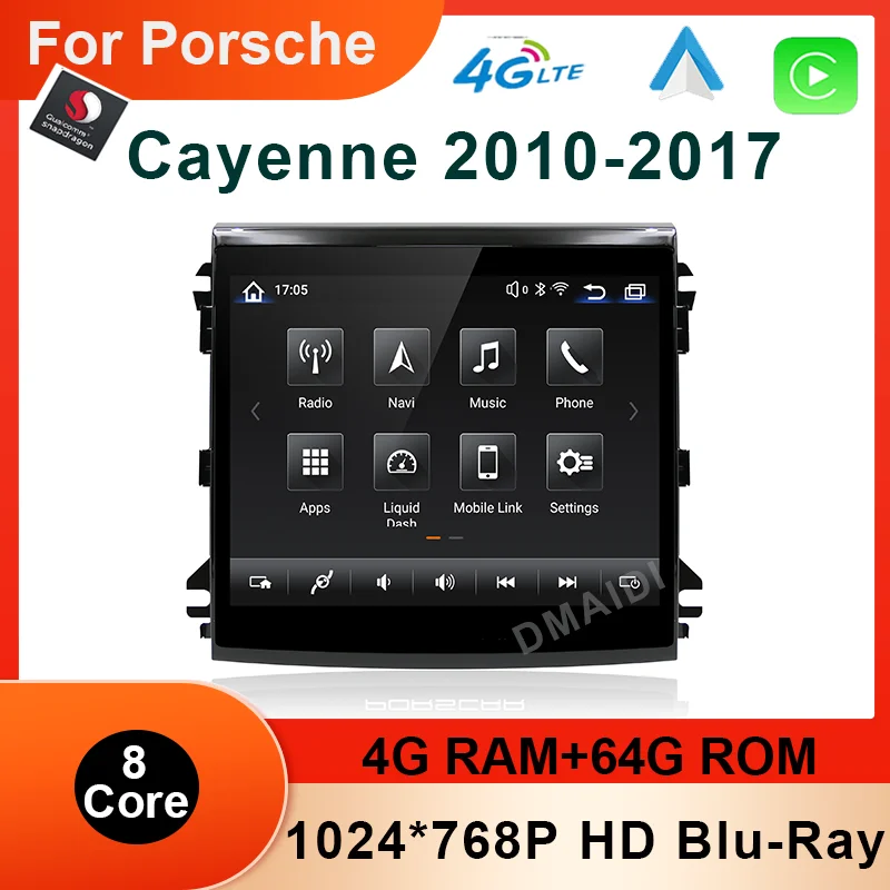 

New Style Snapdragon 8Core 4+64GB Android 11 Car Radio GPS for Porsche Cayenne 2010-2017 with IPS HD Screen DSP 4G carplay 4GLTE