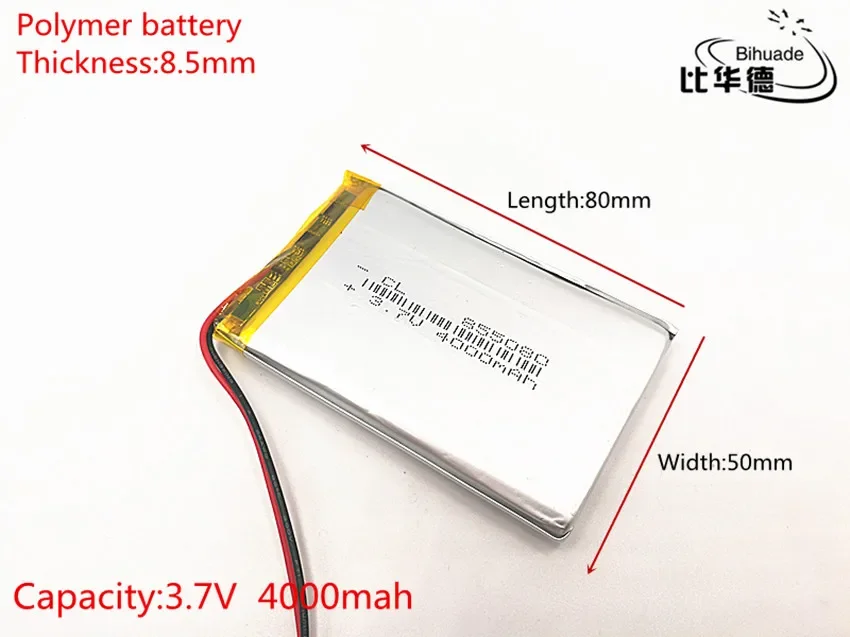 10pcs 3.7V 4000mAh 855080 805080 Lithium Polymer LiPo Rechargeable Battery cells For Mp3 Power bank