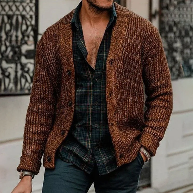 

Мужские вязаные свитера: повседневные зимние шерстяные трикотажные изделия с V-образным вырезом и длинным рукавом, модные, для мужчин среднего возраста, как нижний слой одежды, с высоким воротом