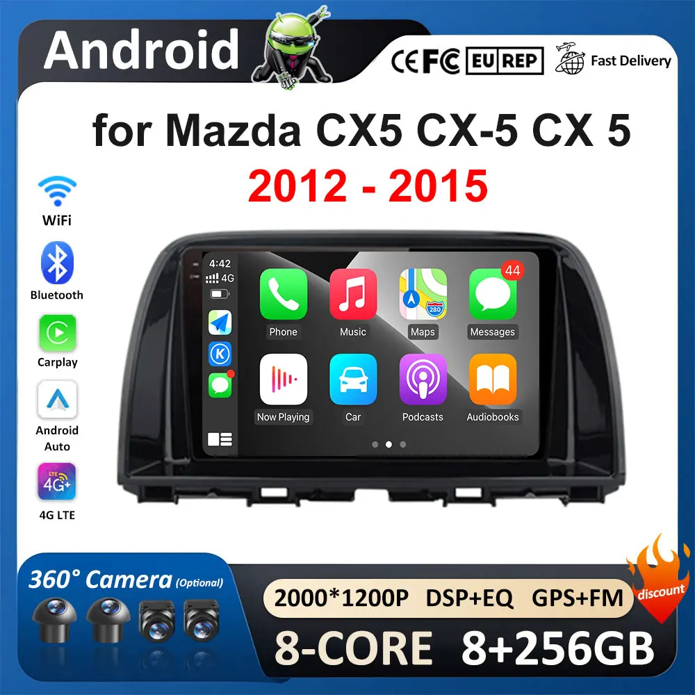 

Android Intelligent System Car Radio Wireless Carplay for Mazda CX5 CX-5 CX 5 2012 - 2015 GPS Navi 4G HD Screen Audio DSP Stereo