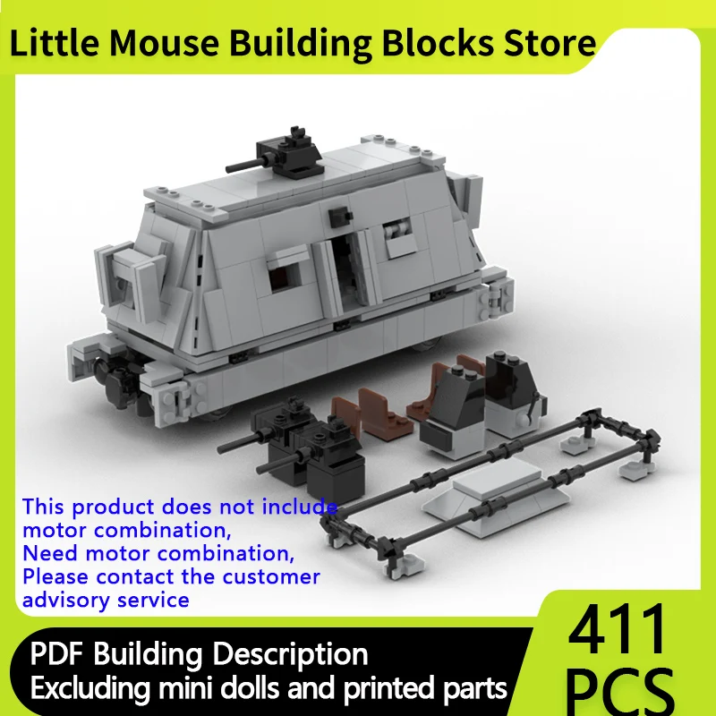 

City Car Model MOC Building Bricks German Armored Train Carriage Modular Technology Gifts Holiday Assemble Children Toys Suit