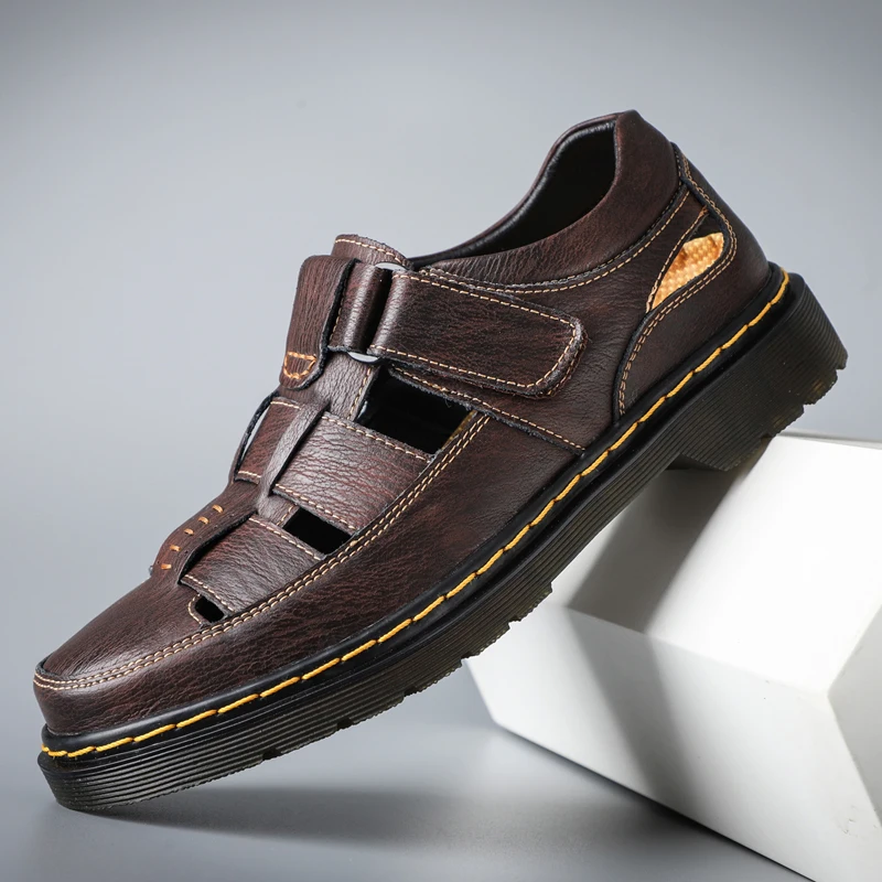 

Сандалии с дырками для пляжа, летняя повседневная мужская обувь, дышащие спортивные сандалии с мягкой подошвой, модные удобные Тапочки