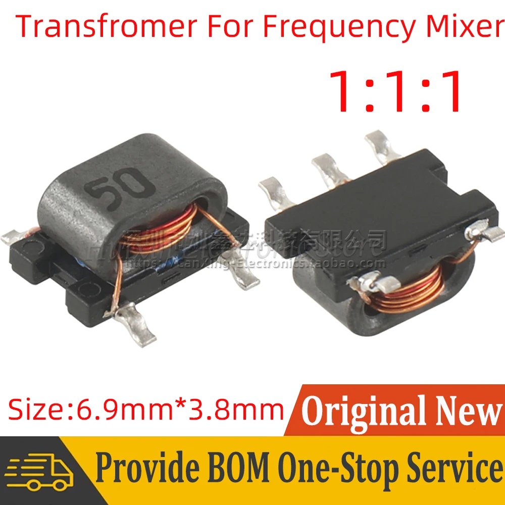 5pcs SMD RF Signal Balun Transformer 1:2CT Frequency Mixer 50Ω 1:1:1 Unbalanced Balanced Isolated Tapped Surface