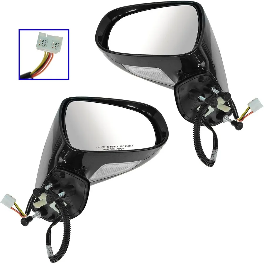 مجموعة مرآة جانبية للسائق والركاب مكونة من قطعتين مع وظيفة تسخين قابلة للتعديل الكهربائي بدون ميزة الذاكرة بلمسة نهائية سوداء C #1