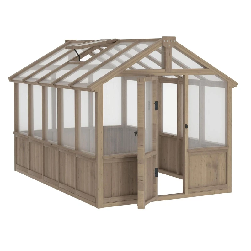 Großer Holz-Wintergarten für den Außenbereich Massivholz-Gewächshaus für den Außenbereich Holz-Blumentopfhaus für den Haushalt