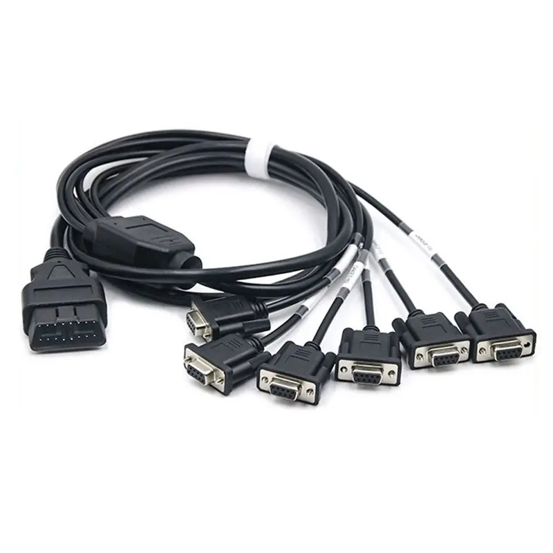 OBD2 Male To 6 DB9 Female Adapter Cable, RS232 Serial OBDII Splitter For Automotive For Programmers Tool