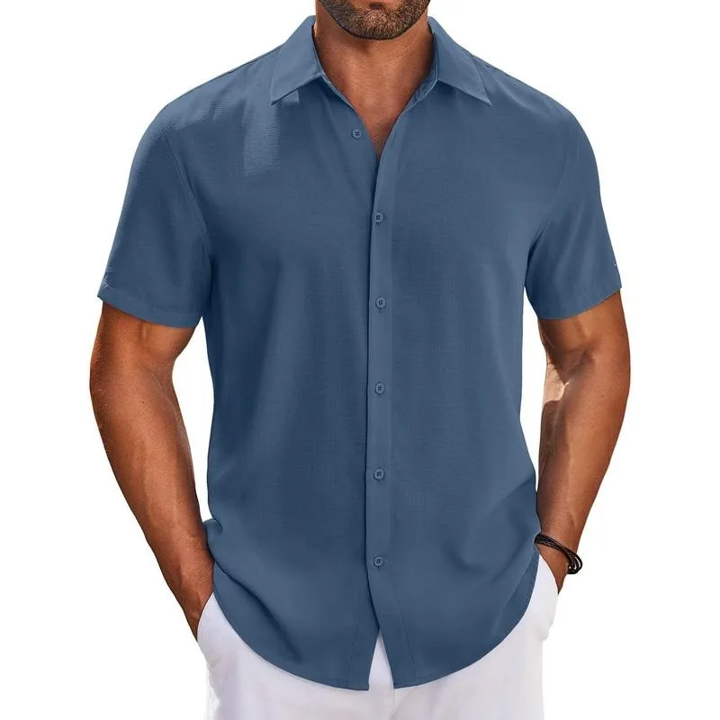 

Men's 3D Print Collar Shirt Short Sleeve Casual Cotton T-Shirt Comfortable Fit Spring Summer Fashion Basic Color
